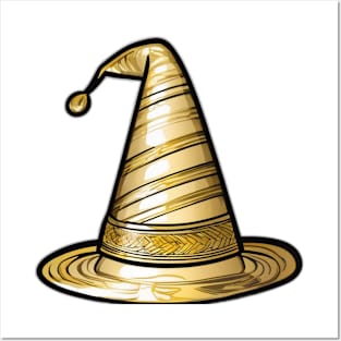 Golden Wizard Hat Illustration No. 966 Posters and Art